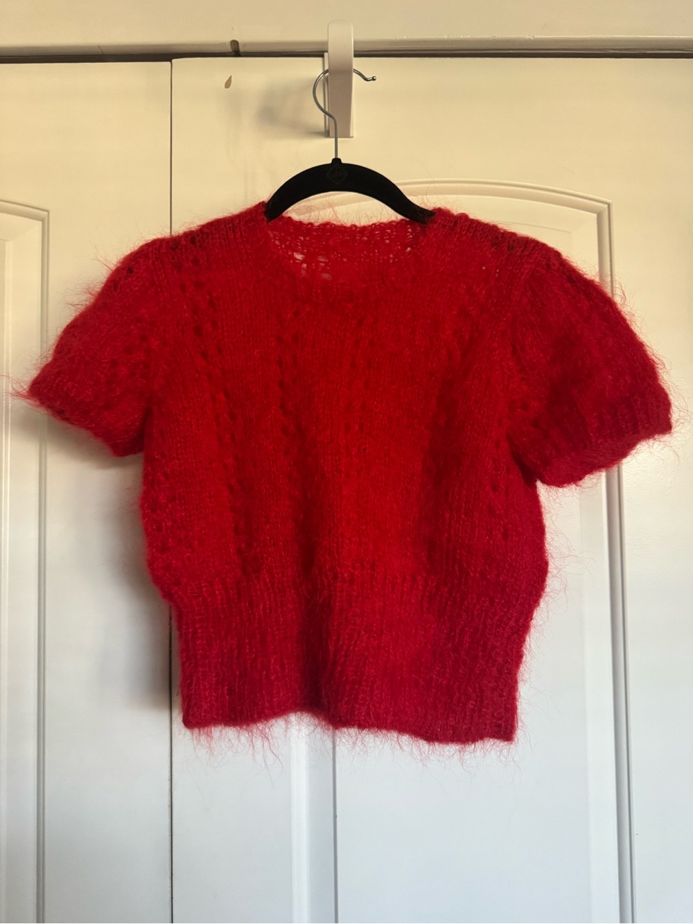 Vintage Red Hand knit Mohair 2 Piece TWIN SET top and cardigan